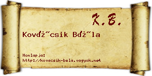 Kovácsik Béla névjegykártya