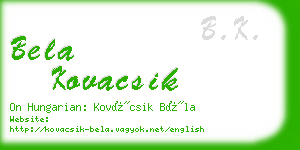 bela kovacsik business card